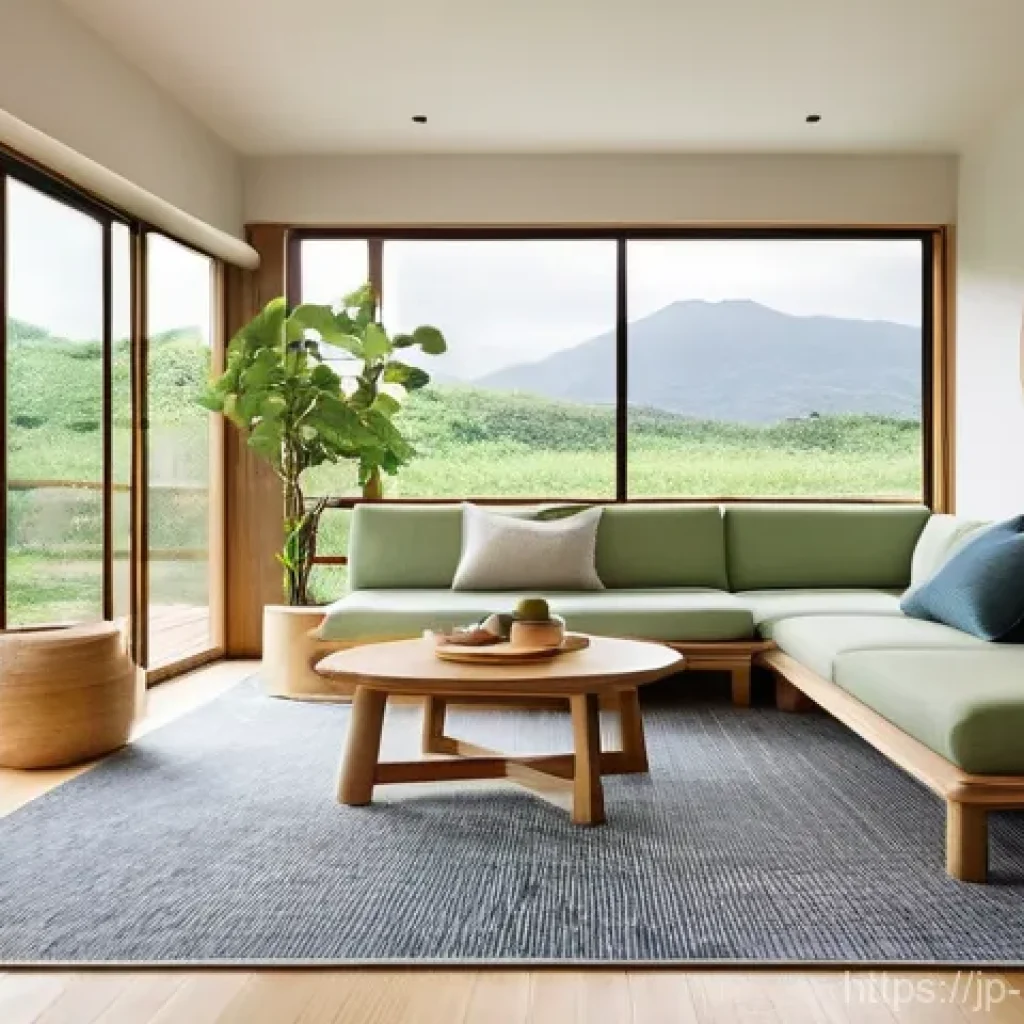 인테리어 디자인의 윤리와 책임 - **Sustainable Japanese-Inspired Living Room:**
    A serene and inviting living room designed with a...