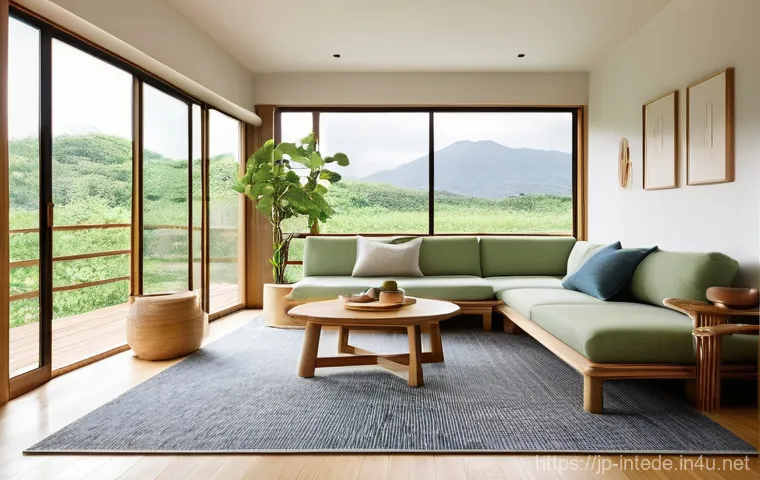 인테리어 디자인의 윤리와 책임 - **Sustainable Japanese-Inspired Living Room:**
    A serene and inviting living room designed with a...
